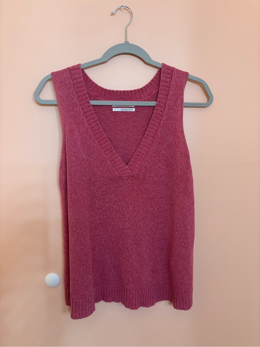 Anthropologie Rose Pink V-Neck Knit Sweater Vest